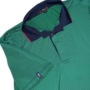 RLX Ralph Lauren Mens Green Navy Stripe Golf Polo Shirt Size L